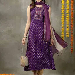 Stylum Ethnic Motifs Printed A-Line Kurta with Dupatta-picture-37