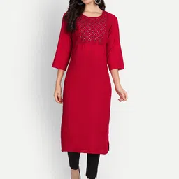 Haute and Humble Women Women Embroidered And Mirror Work Yoke Design Kurta-image-84