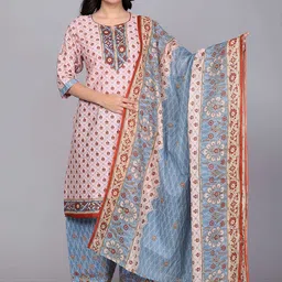 Jevi Prints Ethnic Motifs Printed Regular Pure Cotton Kurta With Patiala & Dupatta-picture-22