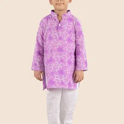 JUNITOS Boys Printed Regular Pure Cotton Kurta with Pyjamas-image-8