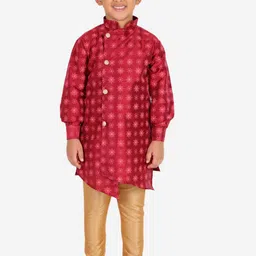 Pro-Ethic STYLE DEVELOPER Boys Maroon & Beige Printed Kurta with Pyjamas-6