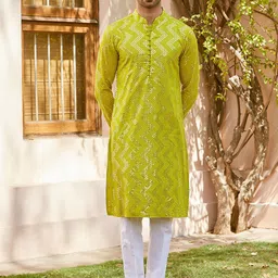 See Designs Embroidered Regular Mirror Work Kurta with Pyjamas-picture-27