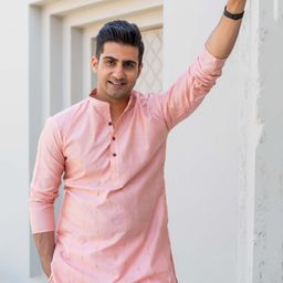 Shasak Woven Design Mandarin Collar Pastels Straight Kurta-image-87