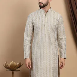 Anouk Mandarin Collar Long Sleeves Embroidered Cotton Kurta-picture-57