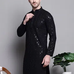 Jompers Floral Embroidered Thread Work Sequinned Pure Cotton Kurta-35
