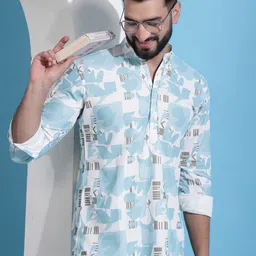 Jompers Abstract Printed Cotton Straight Short Kurta-5