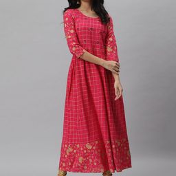 Stylum Women Checked Thread Work Kurta-image-40