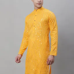 SOJANYA Abstract Embroidered Sequined Pure Cotton Kurta-picture-42