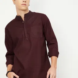 max Mandarin Collar Pure Cotton Straight Kurta-47