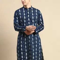 Amodh by Kisah Geometric Printed Straight Cotton Kurta-image-28