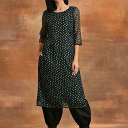 AKS Bandhani Printed Organza Anarkali Kurta-image-31