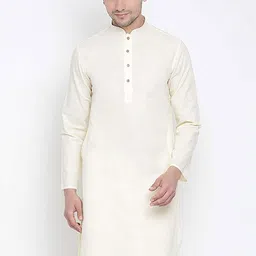 ROYAL KURTA Men Cream-Coloured Summer Sheers Cotton Kurta-picture-32