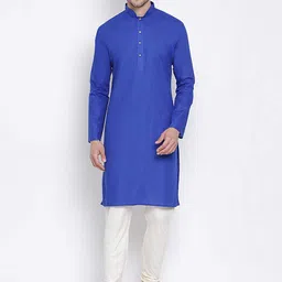 ROYAL KURTA Men Blue Solid Kurta-image-68