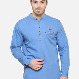 Kuons Avenue Men Blue Solid  Denim Straight Kurta-image-74