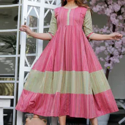 Sanganeri Kurti Colourblocked Wool A-Line Dress-picture-2