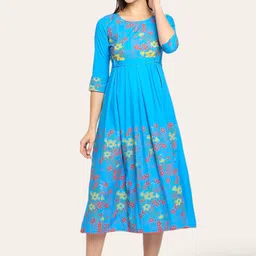 True Shape Floral Printed Maternity Fit and Flare Midi Dress-image-47