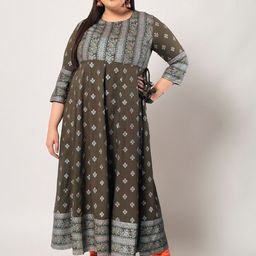 KBZ Women Plus Size Ethnic Motifs Printed Indie Prints Anarkali Kurta-5