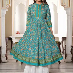 YASH GALLERY Floral Printed Mandarin Collar Anarkali Kurta-picture-47