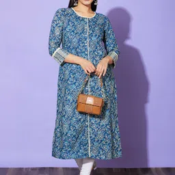 Globus Floral Printed Beads and Stones Cotton Kurta-picture-11