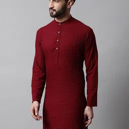 Jompers Embroidered Mandarin Collar Cotton Kurta-51