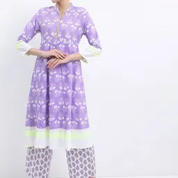 Vishudh Mandarin Collar Ethnic Motifs Yoke Design Cotton Kurta-picture-23