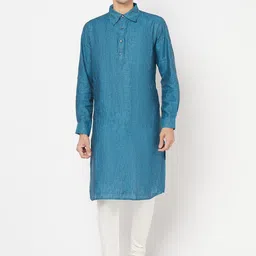 Fabindia Men Blue Pathani Kurta-38