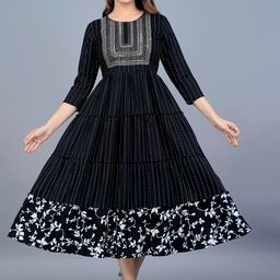 KALINI Women Polka Dots Printed Yoke Design Tiering Anarkali Kurta-picture-55