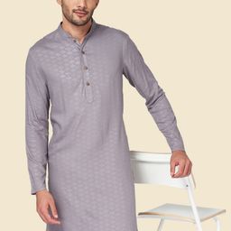 YU by Pantaloons Geometric Woven Design Mandarin Collar Straight Kurta-image-13
