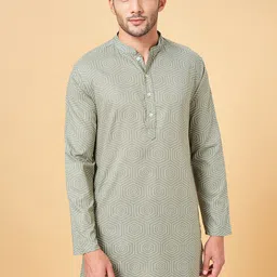 indus route by Pantaloons Mandarin Collar Cotton Straight Kurta-image-60