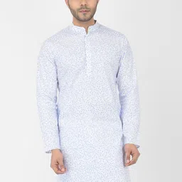DEYANN Men White Floral Printed Kurta-image-36