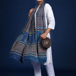Taavi Block Printed Ajrakh Dupatta-picture-18