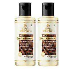 Khadi Organique 100% Pure Set Of 2 Cold Pressed Sweet Almond Oil - 210ml Each-0