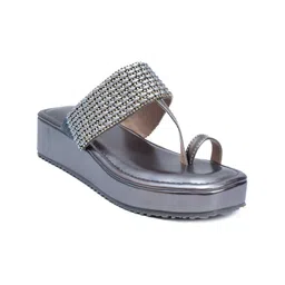 Dapper Feet-Fancy Nancy Ethnic Embellished One Toe Flatform Heels-image-5