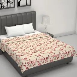 Divine Casa Beige & Pink Floral AC Room 120 GSM Double Bed Dohar-image-70