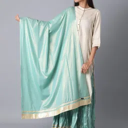 elleven Teal Green Pure Cotton Dupatta-picture-58