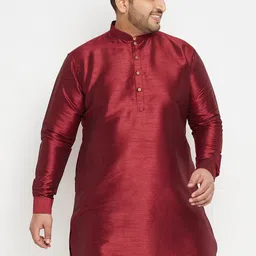 VASTRAMAY Men Maroon Silk Blend Kurta-picture-20