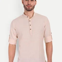 Springberry Mandarin Collar Roll-up Sleeves Pathani Kurta-picture-22