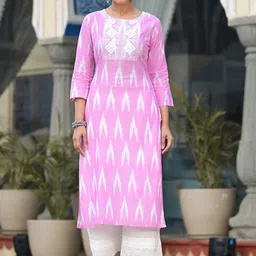 Varanga Ikat Thread Work Round Neck Straight Kurta-picture-17