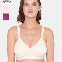 Souminie Pack of 3 Plus Size Solid Cotton Everyday Bras-4