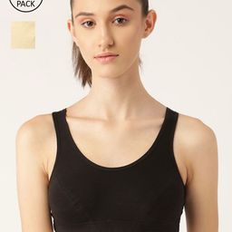 Lady Lyka Pack of 2 Black & Nude-Coloured Sports Workout  Bra-11
