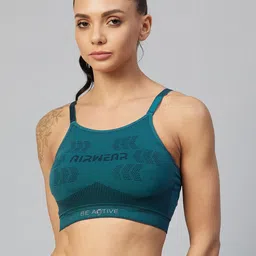 C9 AIRWEAR Women Seamless Teal Graphic Printed Lightly Padded Workout Bra-picture-25
