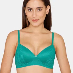 Rosaline by Zivame Green Geometric Bra Lightly Padded-30