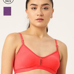 Lady Lyka Pack Of 2 Peach & Purple Non-Padded & Non-Wired Seamless Bra-image-9