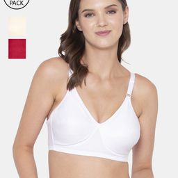 Souminie Pack of 3 Cotton Seamless Bra SS-903-02-WH-RD-SK-3PC-image-94