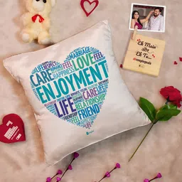Indigifts White & Blue Printed Square Shaped Cushion-image-72