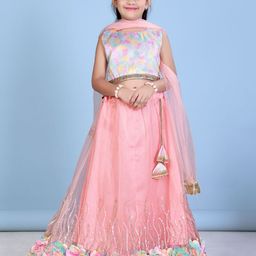 BAESD Girls Printed Patchwork Ready to Wear Lehenga & Blouse With Dupatta-picture-3
