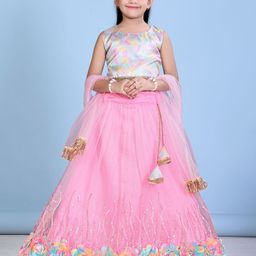 BAESD Girls Printed Patchwork Ready to Wear Lehenga & Blouse With Dupatta-11