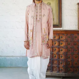 KALPRAAG Floral Embroidered Mirror Work Straight Kurta with Dhoti Pants & Dupatta-image-27