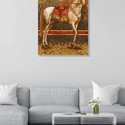 RANGOLI Mustard Yellow & Brown Stretched Horse Canvas Painting Frame Wall Art-picture-10