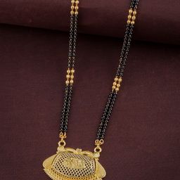 Anouk Gold Plated Stone Studded & Beaded Mangalsutra-12